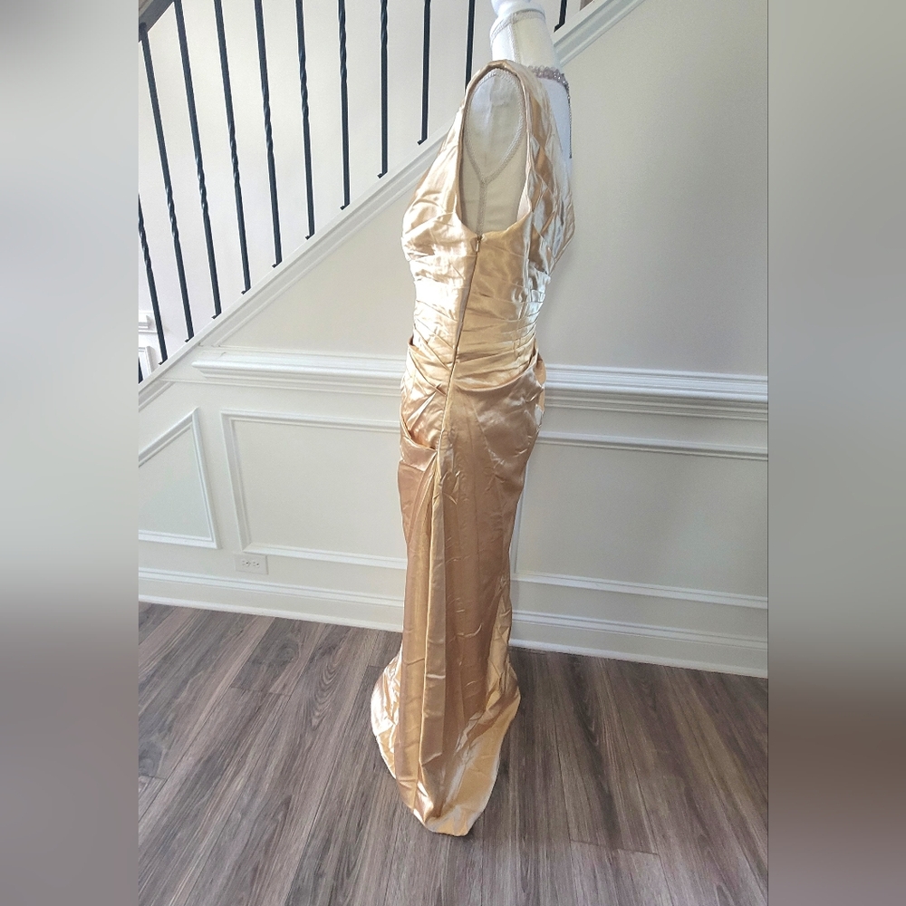 JJs House Champagne (Gold) Satin Wedding/Special Occasions Formal Gown SZ-16 - Picture 6 of 16